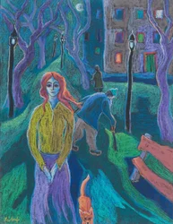 Večerní procházka, 2005 (pastel na papíře)